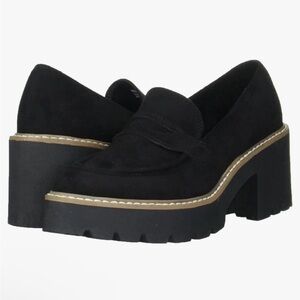 DV Dolce Vita Women's Temecula Loafer Size 7 Black Faux Suede Block Heel